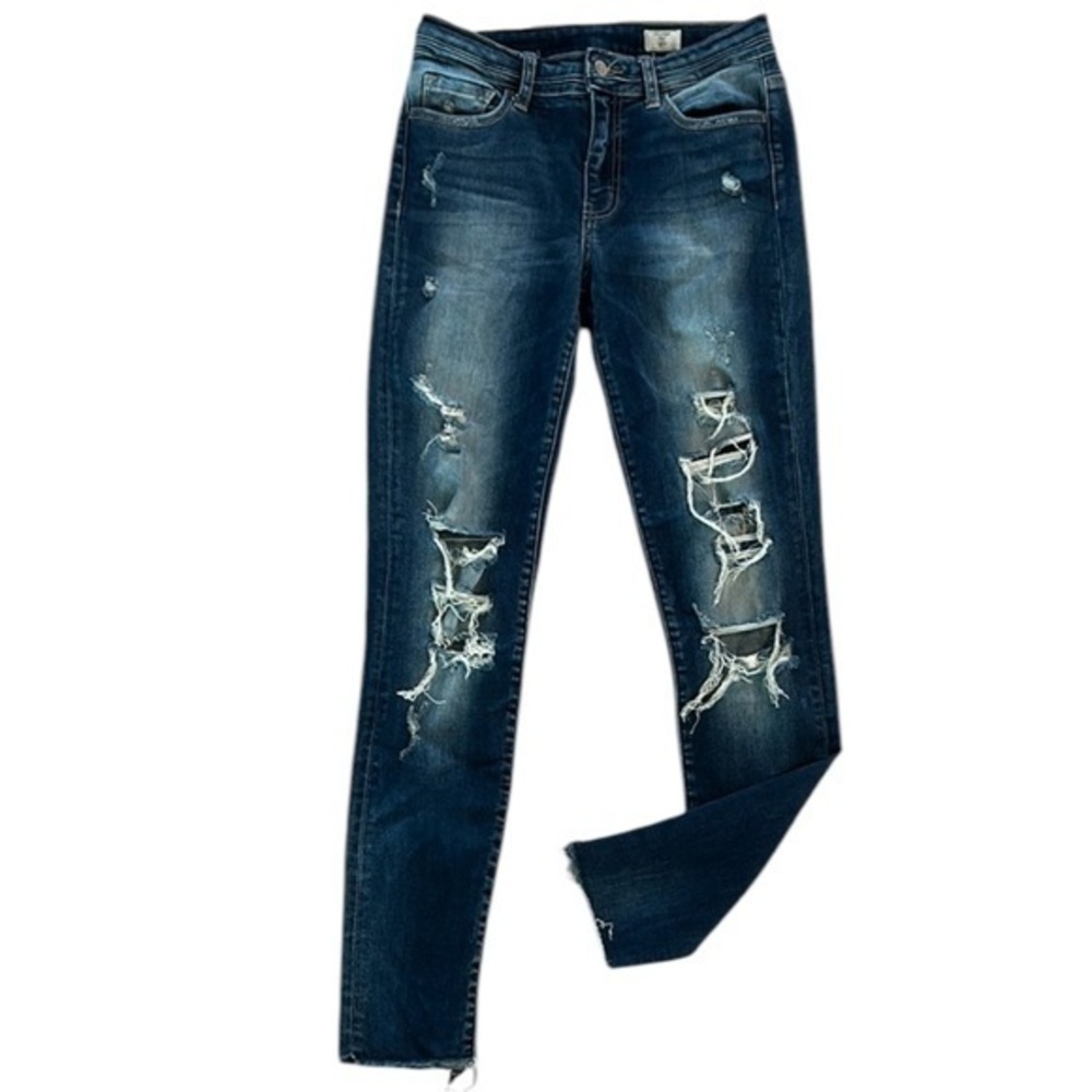 Bridge By Gly mid rise skinny jeans distressed size 28